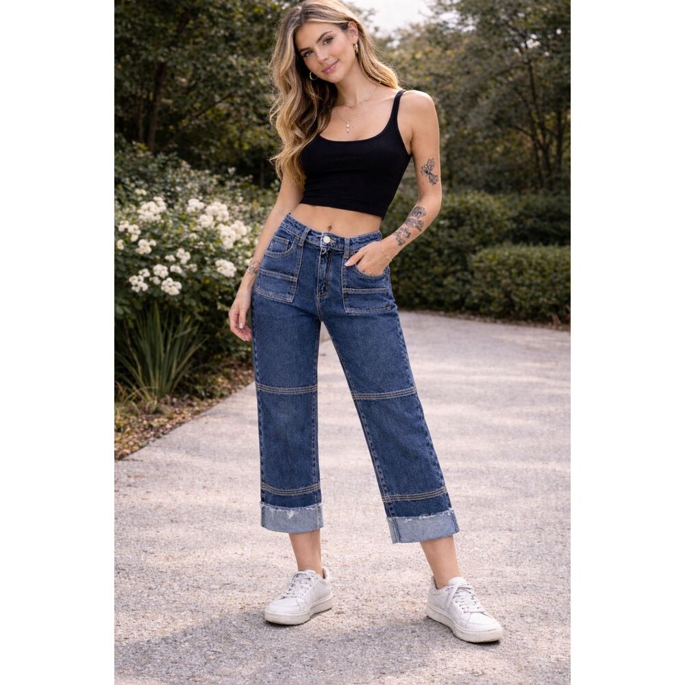 Hollister Vintage Y2K High Rise Cropped Boyfriend Jeans Size 7